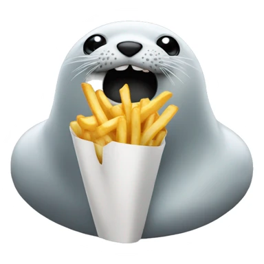 Seal eating fries sticker