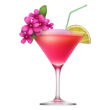 Cocktail with pink flowers sticker