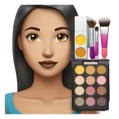 Makeup kit and white brunette girl sticker