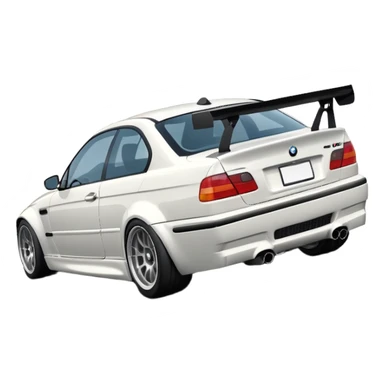 

A white BMW M3 E46, seen from behind at a certain angle, is drifting through a corner; the wheels are not straight, they are changing according to the rotation of the drift. sticker