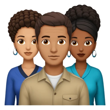  middle Eastern man with short brown hairwith two black african women both are African one is medium tone light tone skin black and one is medium tone black with african hair styles sticker