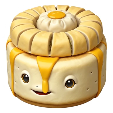 siu mai (a type of dim sum, just 1 cube of white color fish patty wrapped by yellow dough, leaving only the top part unwrapped, shape looks like short cylinder shape) sticker