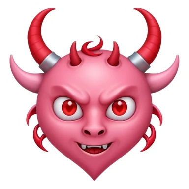 a pink heart with demon horns on it sticker