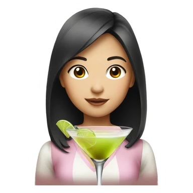 Pretty Asian girl drinking martini  sticker