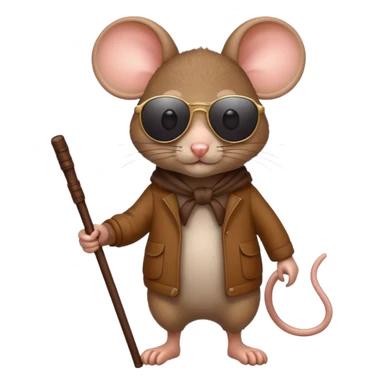 mouse with sunglasses and walking stick, walking sticker