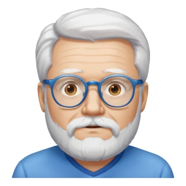 Hombre mayor con barba blanca y lentes azules, pelo blanco sticker