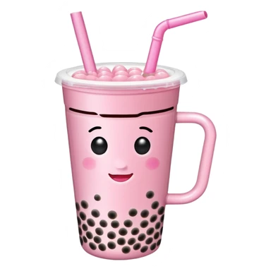Pink mug with bubble tea sticker