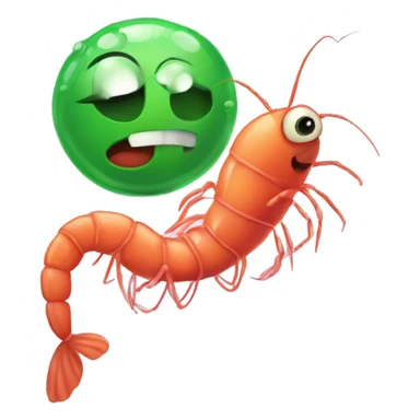 A germ and a shrimp hanging out, cartoon style sticker