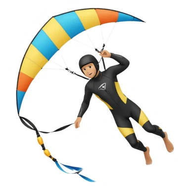 Kiterman en el aire ,caucasico con traje neopreno y casco negro, haciendo un down loop con el kite 13 metros sticker