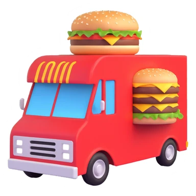 generate me a 3D hamburger food truck sticker