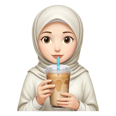 White hijab girl and iced coffee sticker