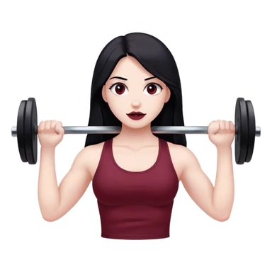 Burgundy  Pale girl with long black hair lifting weights  sticker