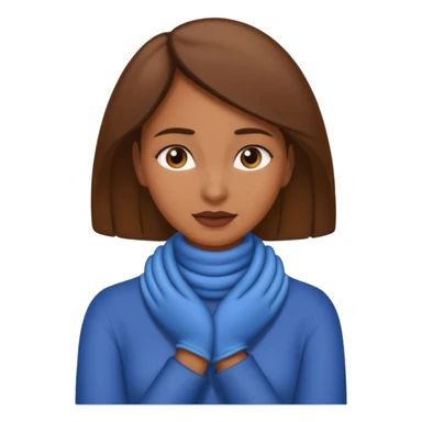 a brownskin emoji woman with her hands around her neck sticker