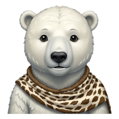 a polar bear wearing ancient animal skin cloth, half body, icon sticker