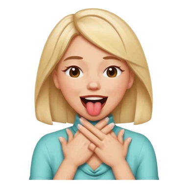 criss cross hands around throat choking self woman emoji tongue out laughing sticker