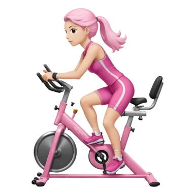 Bicycles Ergonomic bicycle of gym: seated white woman with hair in pink clothes  sticker