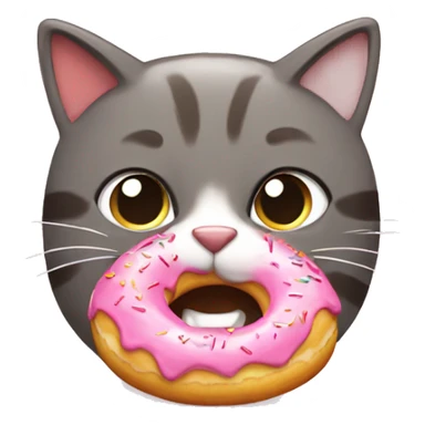 cat eating donut sticker