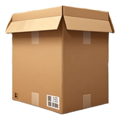 Ultra-realistic cardboard box inspired by the 📦 emoji in a warehouse environment, 4K, detailed corrugated texture, taped edges, industrial shelves in background, soft industrial lighting, realistic shadows, sharp focus, cinematic depth, professional photography. sticker