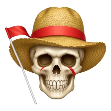 Fait moi un drapeau de tête de mort avec un fond noir et sur la tête met un chapeau de paille avec un fil rouge sticker