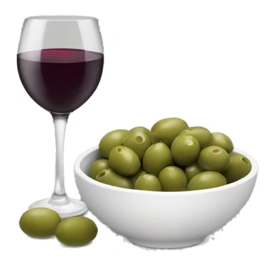 a bowl of green olives and glass of wine  sticker