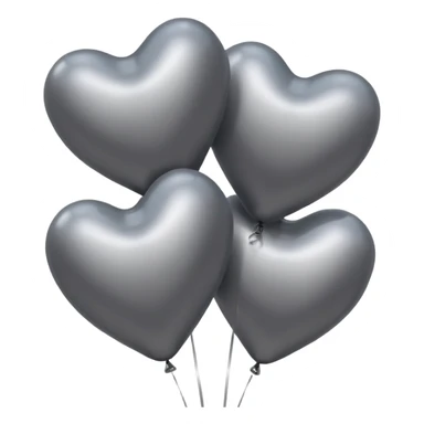 3 grey Satine hearts balloons  sticker