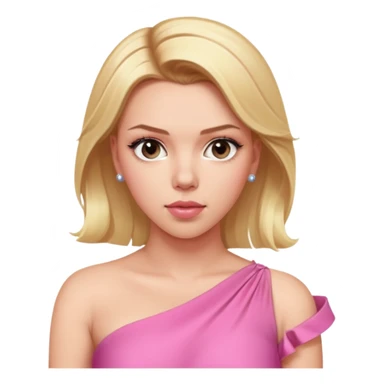 Scarlett Johansson with one shoulder stunning pink dress and blonde hair sticker