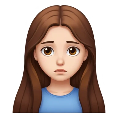 Sad girl with long brown hair sticker