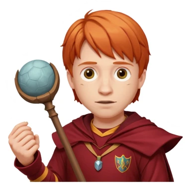 ron weasley with Quidditch Clothes with Quaffle in his hands sticker