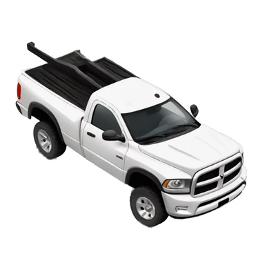 White lifted dodge truck with a black ranch hand bumper sticker