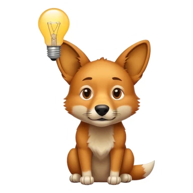 An dingo character with a thoughtful expression and a lightbulb overhead. sticker