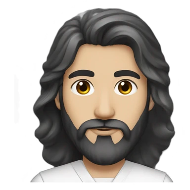 An Iranian man with fair skin, with relatively long hair and an English model, with a medical uniform and a medium-shaded black beard, handsome black eyes and a round face and big lips. sticker