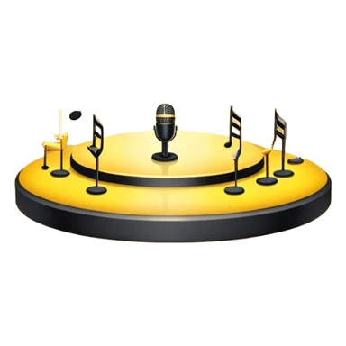 An icon featuring a stage with bright spotlights, a microphone, and musical notes floating in the air. The design symbolizes the energy and excitement of live performances, with a crowd in the background. A transparent background emphasizes the vibrant atmosphere of concerts and shows. sticker