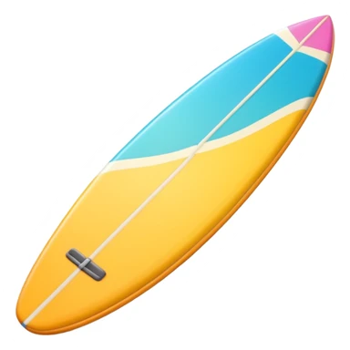 surfboard icon, tropical surfboard, glossy texture, bright colors, cute mobile game icon style, 3D cartoon, soft shadows, clean background, no text, no watermark sticker