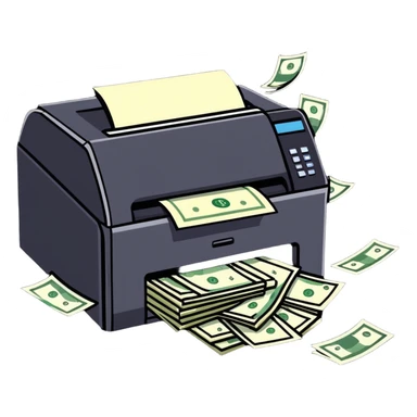 A printer printing dollars  sticker