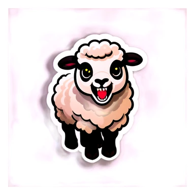 A lamb with fangs sticker