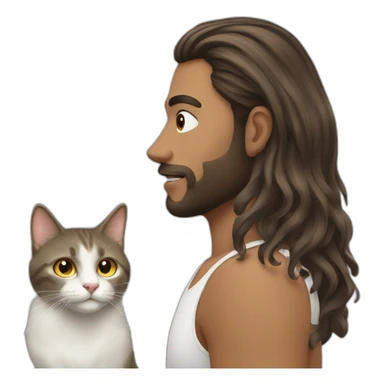 Men have long hair-with-cat sticker