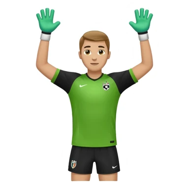 soccer goalkeeper green shirt, shorts football boots arms up sticker