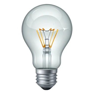 broken lightbulb with cracked glass, not glowing, clear and simple style sticker