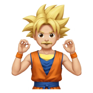 puedes hacer un chico con perilla y bigote el piercing septum y dos aros en las orejas haciendo la pose de goku super saiyan sticker