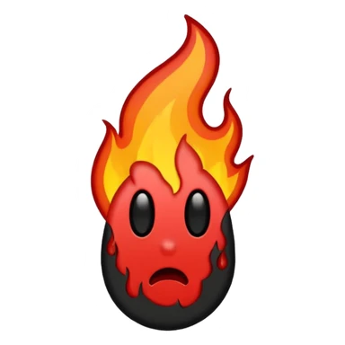 Minimalist emoji-style sticker of a bold exclamation mark surrounded by small flames or cracks. Black and dull red color palette, no outline.
 sticker