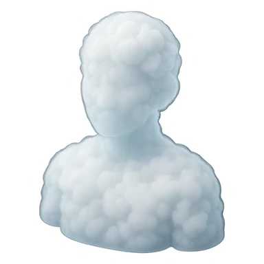 matte glass style, person shoulders up, front view, entirely made of white fluffy clouds sticker