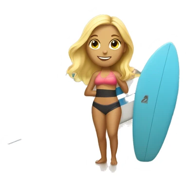 Blonde Surf girl with surfboard and sunset  sticker
