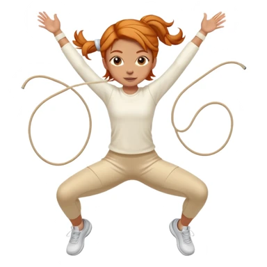 Ginger gym girl jump rope middle part hair stretching cream outfit sticker