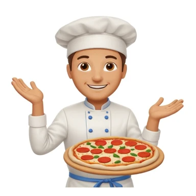 smiling Italian chef spinning pizza dough sticker