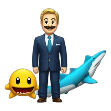 super mario bros with shark tank style businessman suit sticker