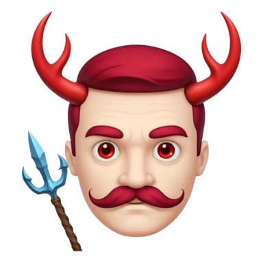 human colored demon with mustache and Trident sticker