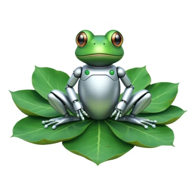 robot frog on lotus leaf sticker