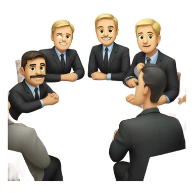 6 Caucasian men sitting at a round table sticker