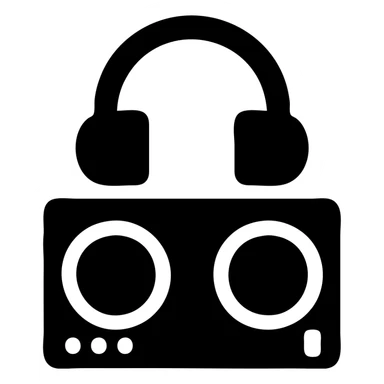 A DJ setup with headphones. sticker