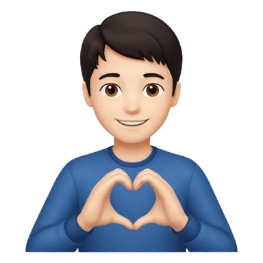 Un garçon beau qui fait un cœur avec des cheveux noir sticker